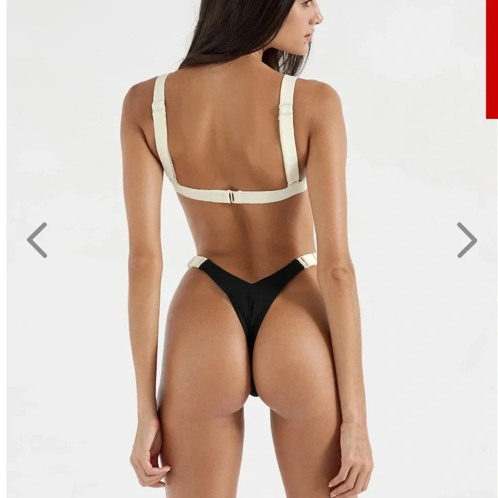 NWT OneOne Swimwear SET Bikini Cape Swimsuit Black White Marina Elena NEW Trendy - Picture 5 of 17